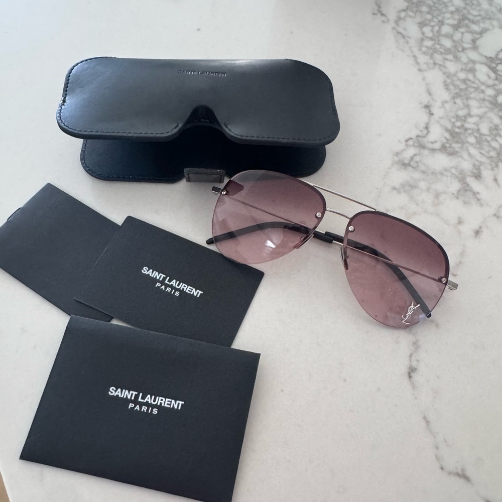 Saint Laurent Black Frame with Pink Lens Sunglasses